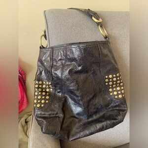 Black faux leather Steven by Steve Madden hobo bag.